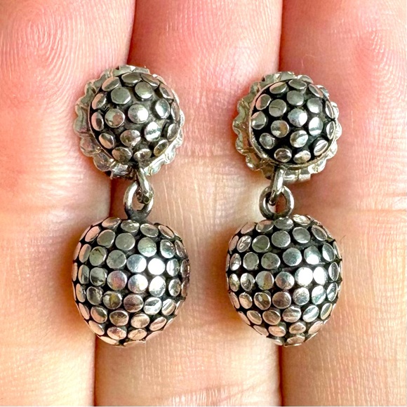 John Hardy Estate Dot Drop Ball Earrings Sterling Silver JH26🪩